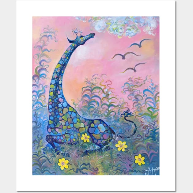 Surrealism-Contemplating Giraffe Wall Art by Anita Zotkina Art